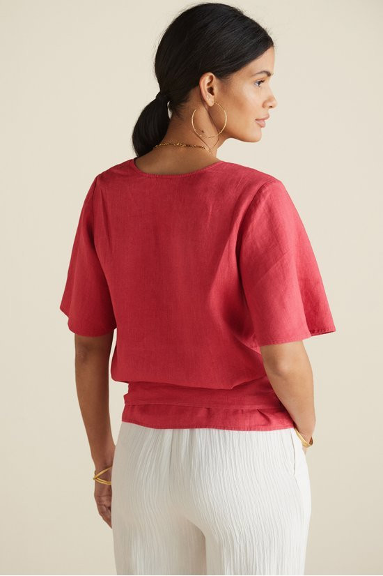 Avonia Linen Wrap Top - image 4