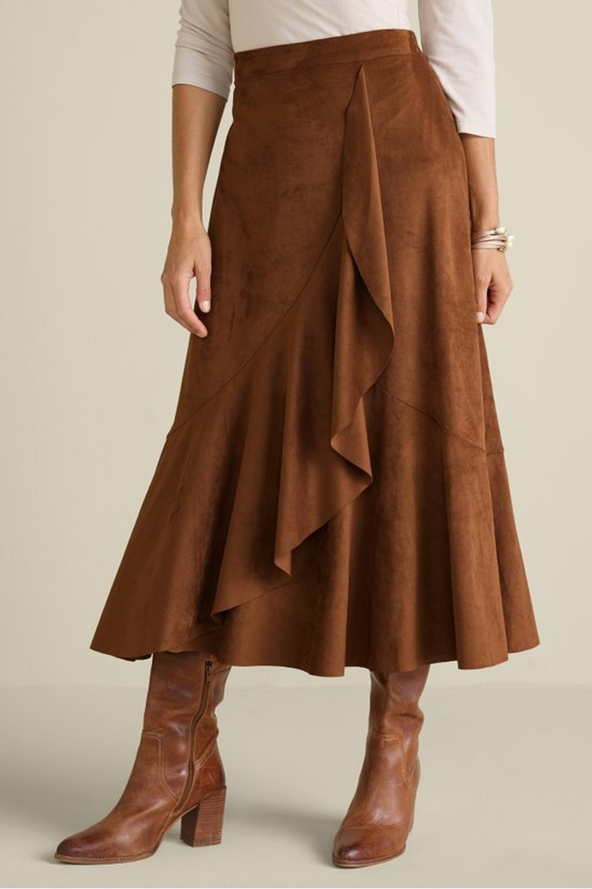 ★RAIVE★ Suede Flare Skirt in Camel VW4SS12392 Faux Suede Skirt