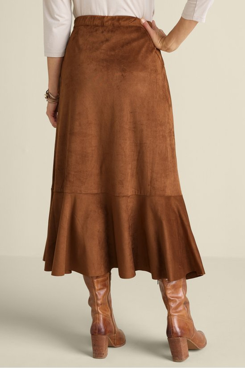 ★RAIVE★ Suede Flare Skirt in Camel VW4SS12392 Faux Suede Skirt