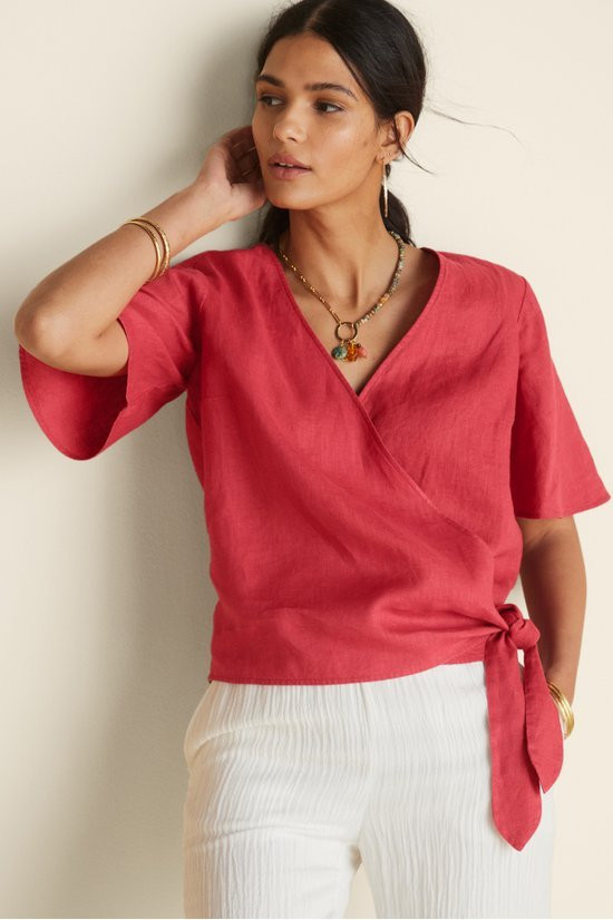 Avonia Linen Wrap Top - image 1