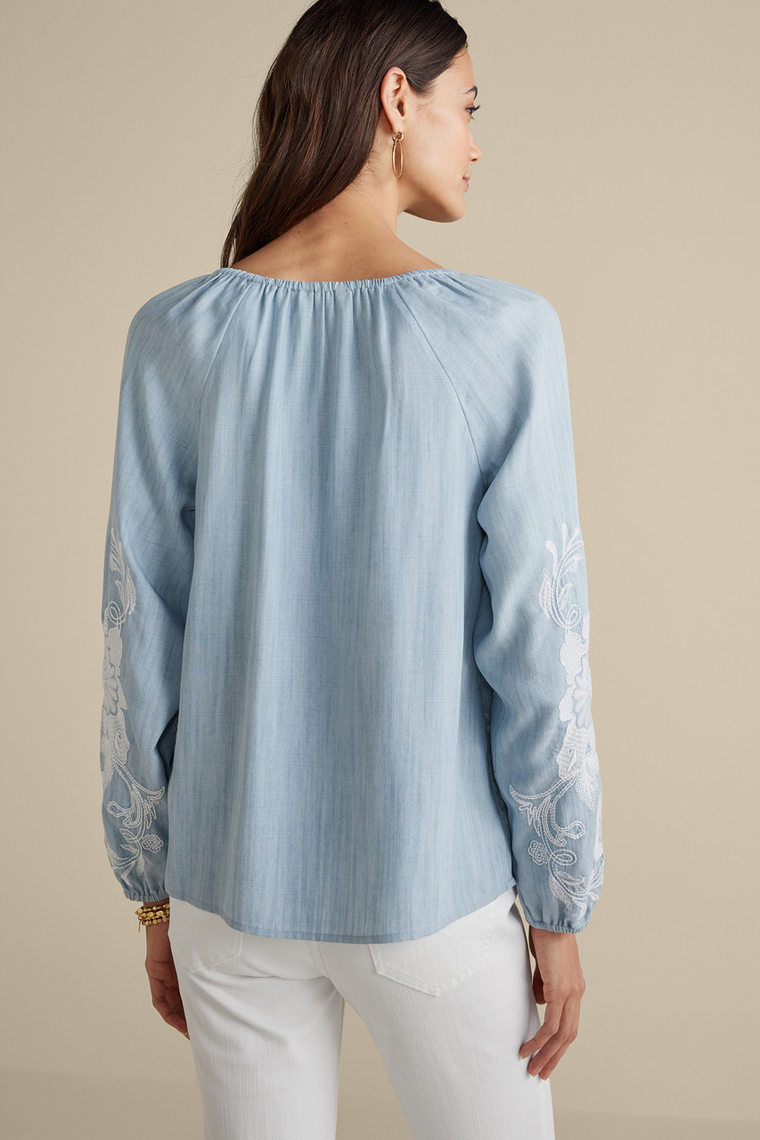 chambray peasant top