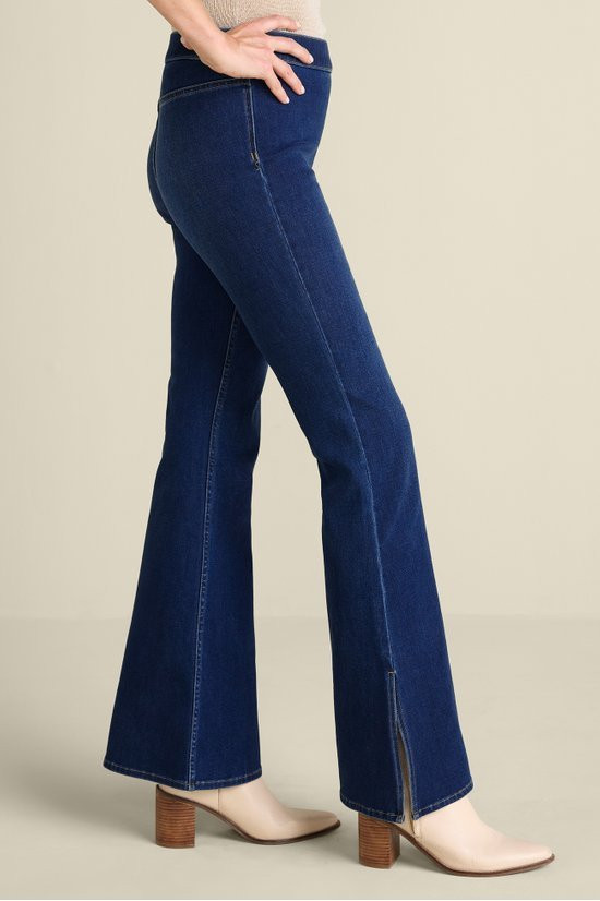 High Waist Slit Hem Flared Jeans main image 1