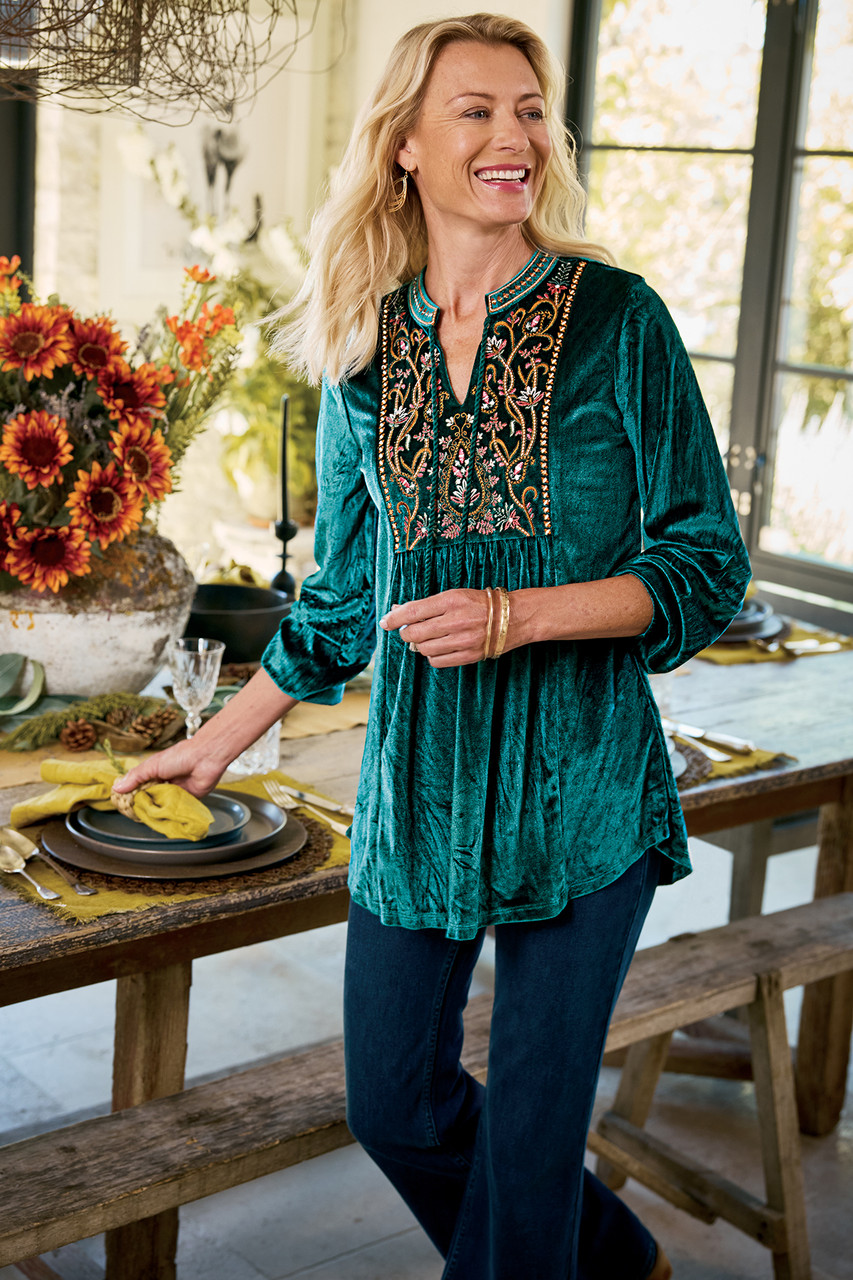 トップス Greed International Velour Bonding Tunic Velvet Swing Tunic - Coldwater Creek