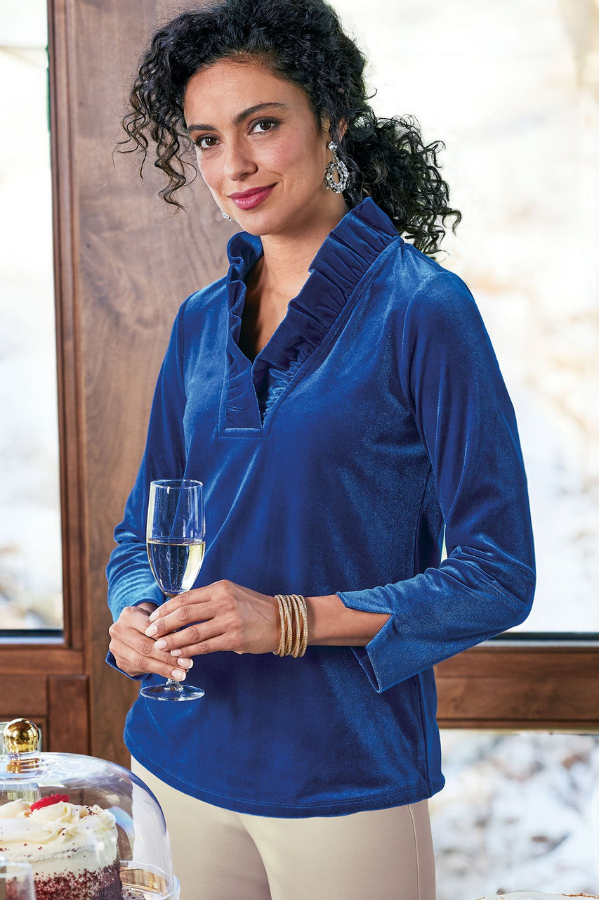 Marlee Ruffle Velvet Top