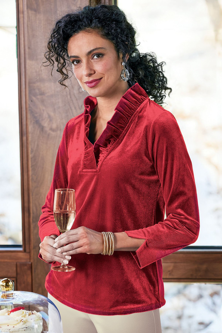 Marlee Ruffle Velvet Top