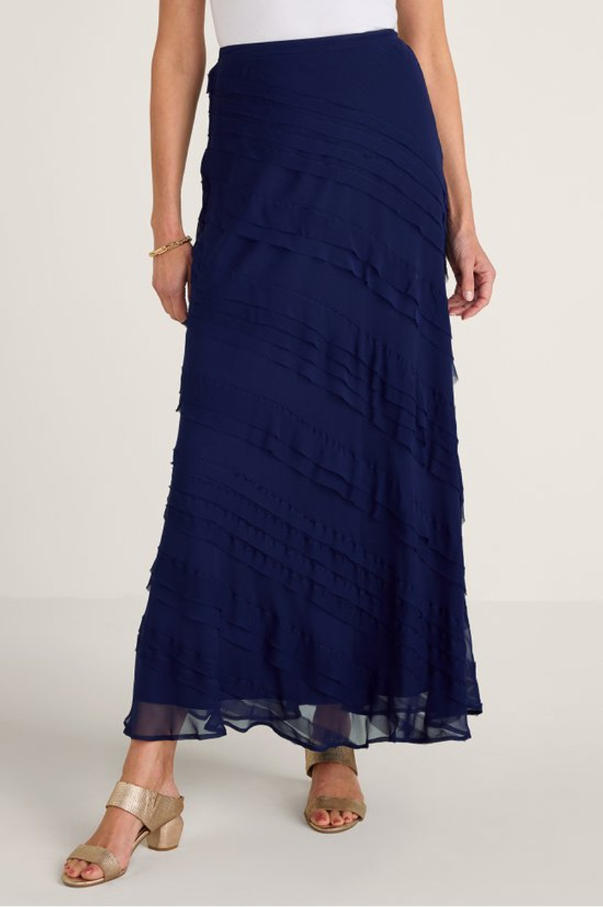 スカート VIVIANO / Tiered Skirt / Navy x Black スカート VIVIANO / Tiered Skirt / Navy x Black GXIPO Women's