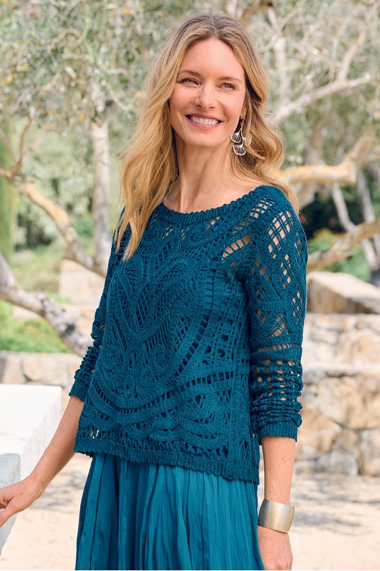 Liliana Cotton Lace Sweater