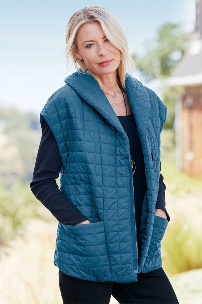 【Quilted Vest】 Night Blue Z610 1/4 ZIP VEST | Zero Restriction
