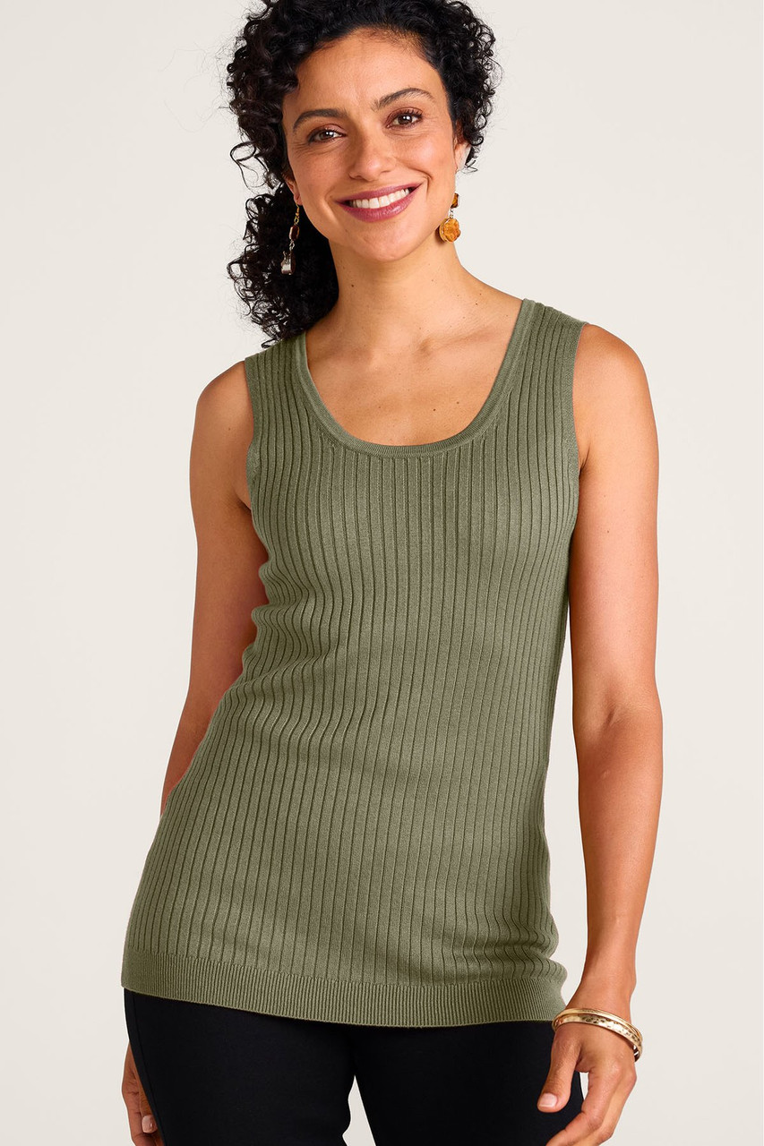 SoftEssential Scoop Neck Ribbed Sweater Tank