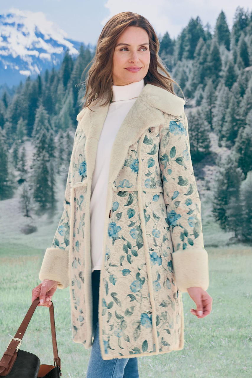 Charmonix Mid Length Faux Fur Suede Coat