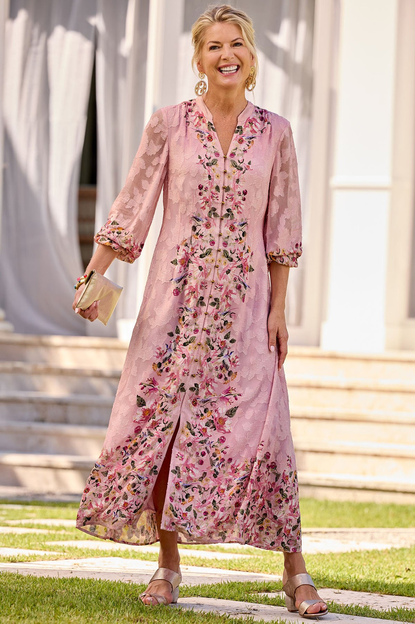 chinese dress ladies Orange Floral Burnout Maxi Dress