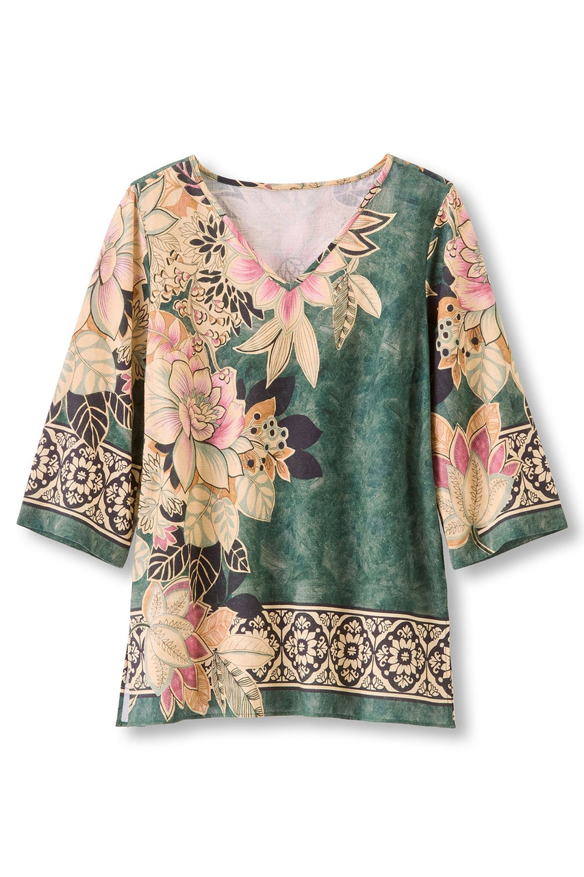 Wildflower V Neck ¾ Slv Tunic