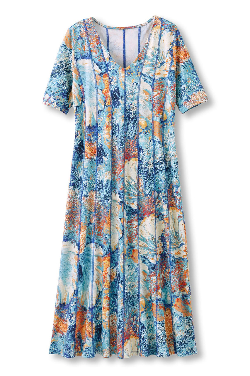 Seaside Cotton Jersey V Neck Midi Dress - image 3