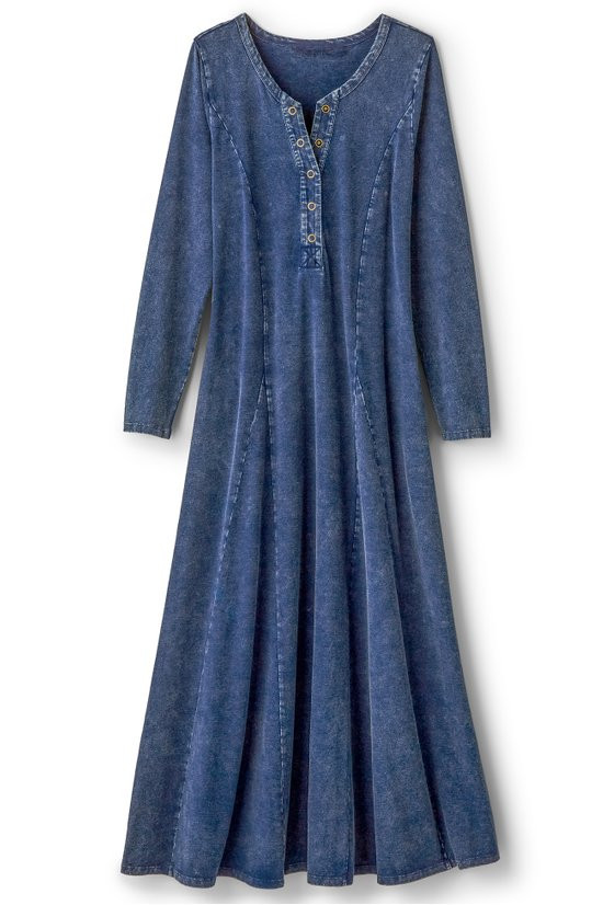 Janet Knit Denim Maxi Dress - image 3