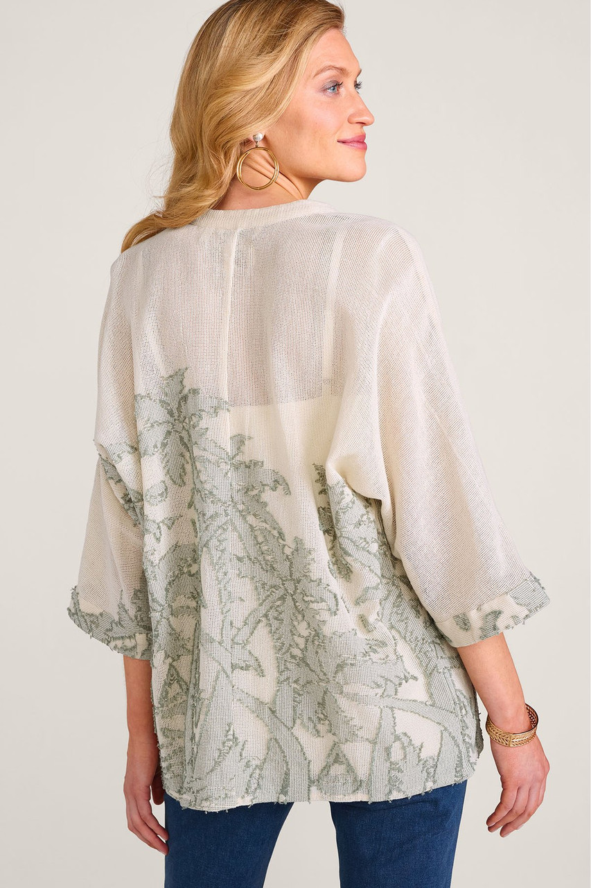 Palm Jacquard 3/4 Slv Btn Front Shirt - image 4
