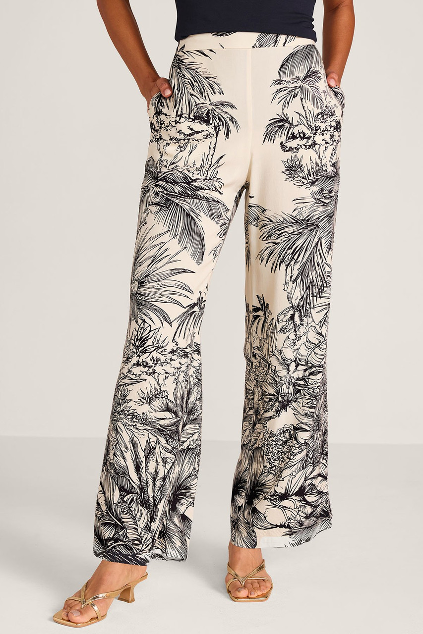 Tropical Toile Wide Leg Pull On Pants - image 2