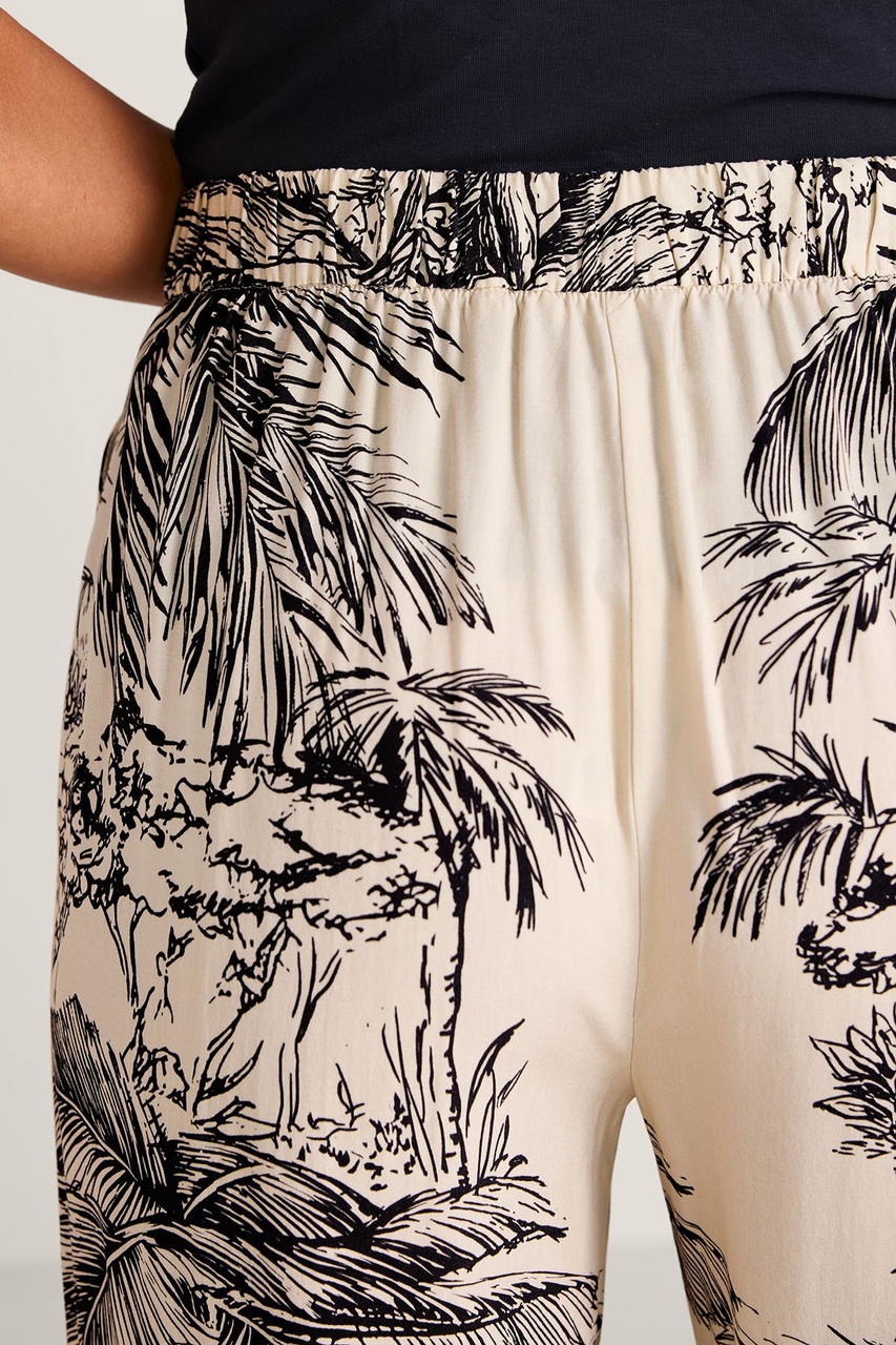 Tropical Toile Wide Leg Pull On Pants - image 4