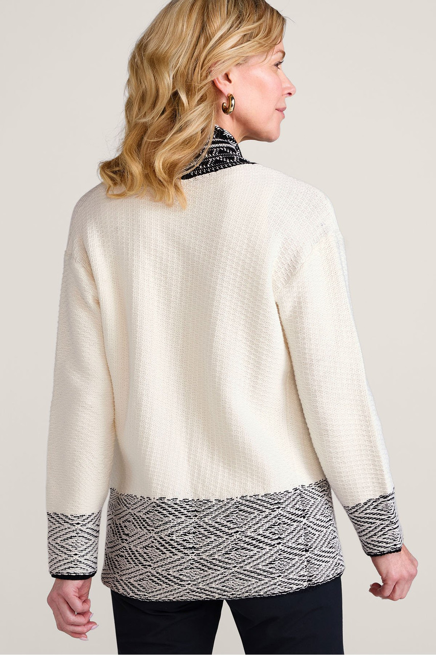 Jacquard Trim Open Front Cardi - image 5