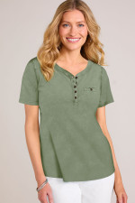 Vintage Wash Cotton SS Button Tee