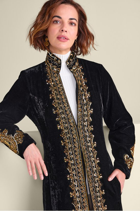 Heritage Two-Tone Geometric Knit Duster