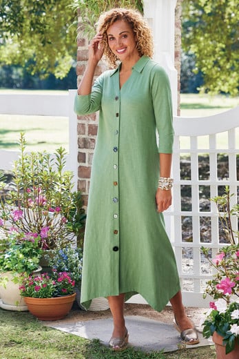slim fit dress slacks Soft Surroundings Size M Women's Blue Solid Maxi-Long Sleeve Dress –  Treasures Upscale Consignment