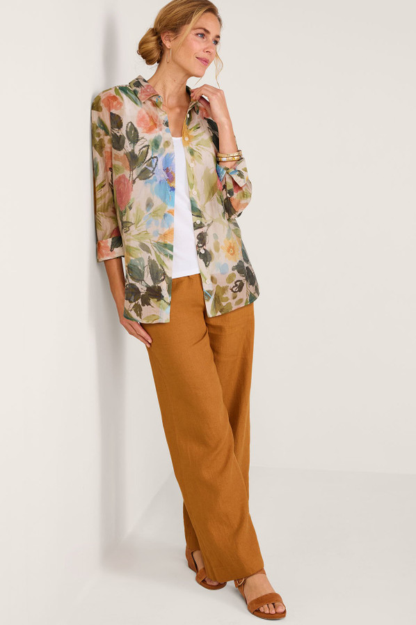 Watercolor LS Button Front Tunic