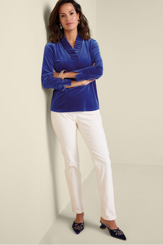 meer. ROUND CUTTING VELOUR TOP ホワイト Marlee Ruffle Velvet Top