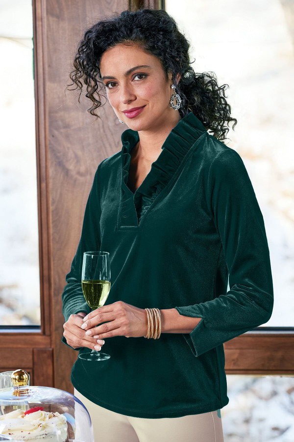 Marlee Ruffle Velvet Top