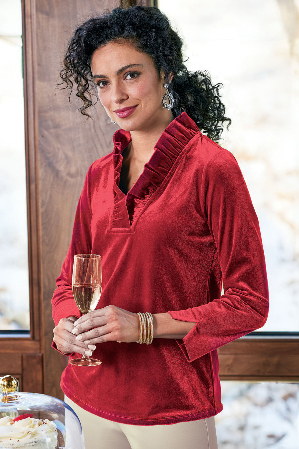 Marlee Ruffle Velvet Top