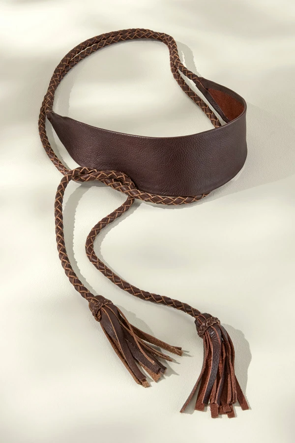 Soft Surroundings- Brown Leather Belt with Tassels - Classic Rustic Style The Crazy Horse: Men main image 3