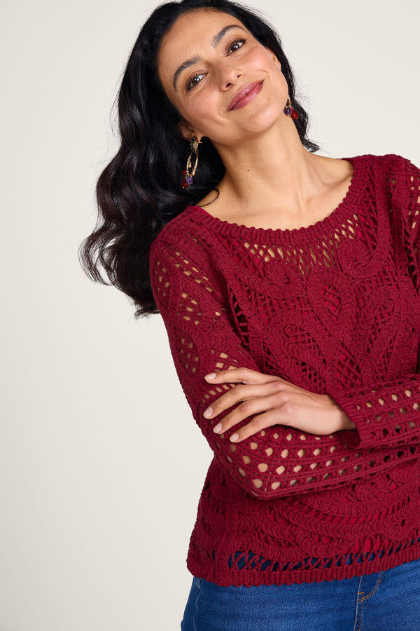Liliana Cotton Lace Sweater