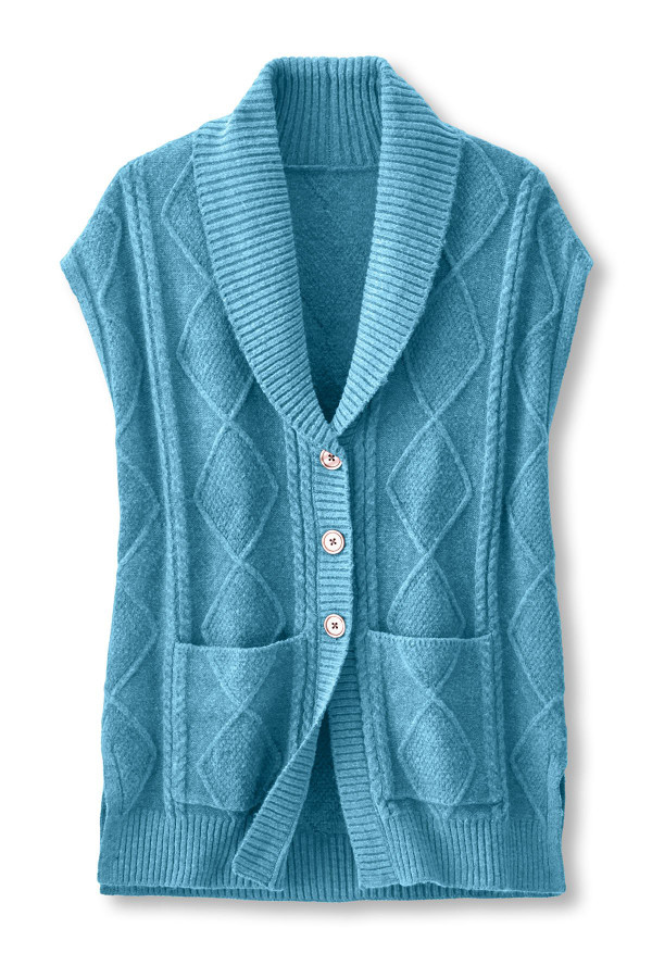 Shawl Collar Cable Sweater Vest