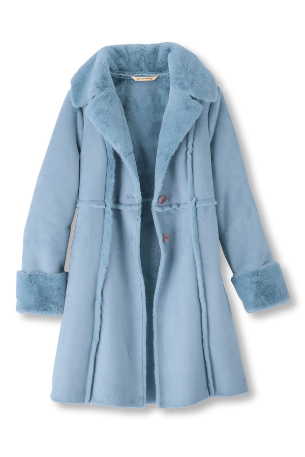 Charmonix Mid Length Faux Fur Suede Coat
