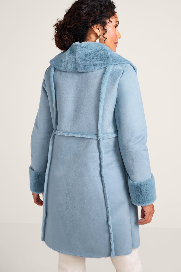 Charmonix Mid Length Faux Fur Suede Coat