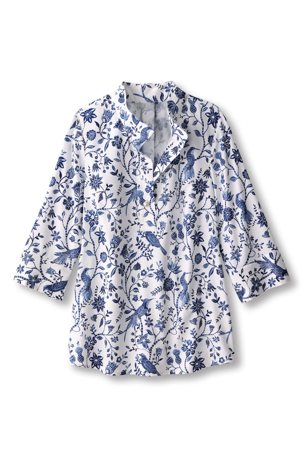 Easy Care Stretch Woven 3/4 Slv Popover