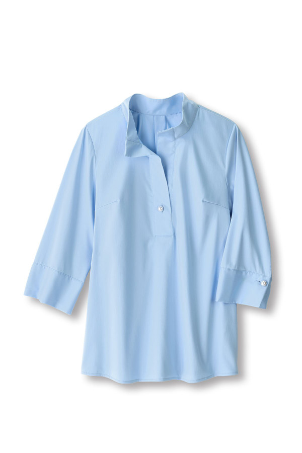 【2025今期✨️セオリー】 Satin Crepe Easy Popover Easy Care Stretch Woven 3/4 Slv Popover