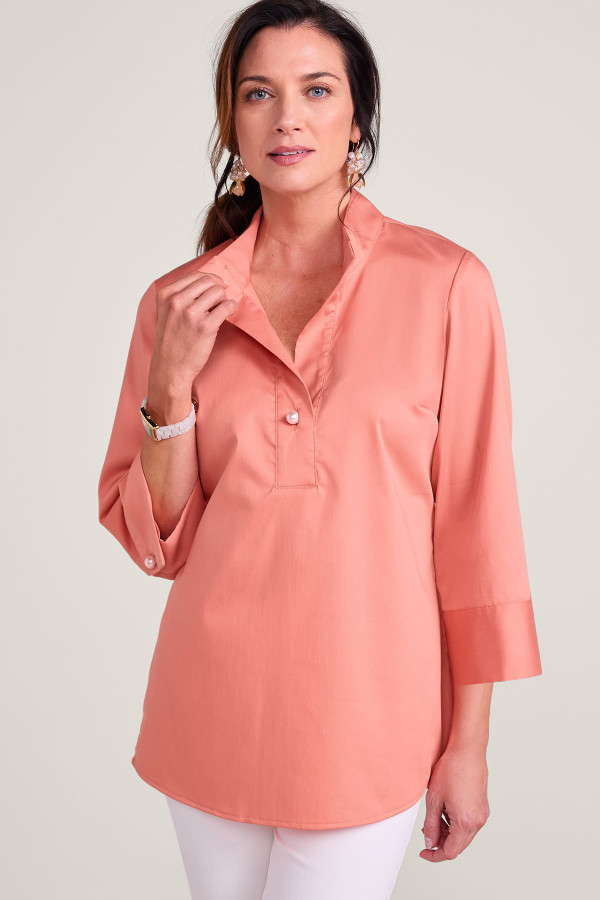 Easy Care Stretch Woven 3/4 Slv Popover