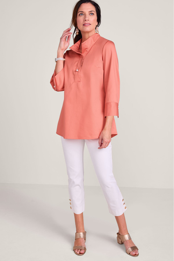 Easy Care Stretch Woven 3/4 Slv Popover