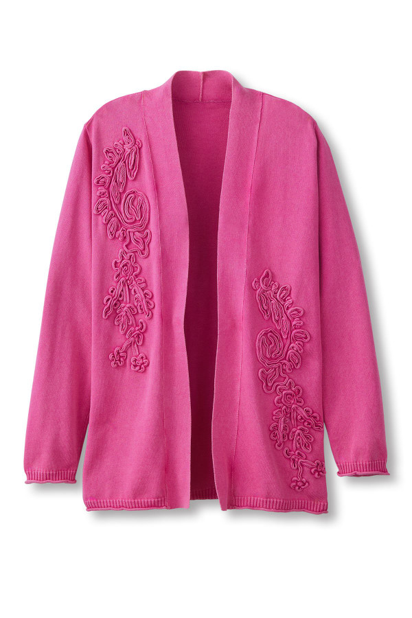Soutache Detail Open Front Cardi