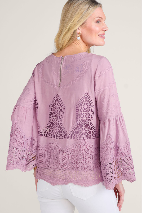 Embroidered Lace LS Top And Tank