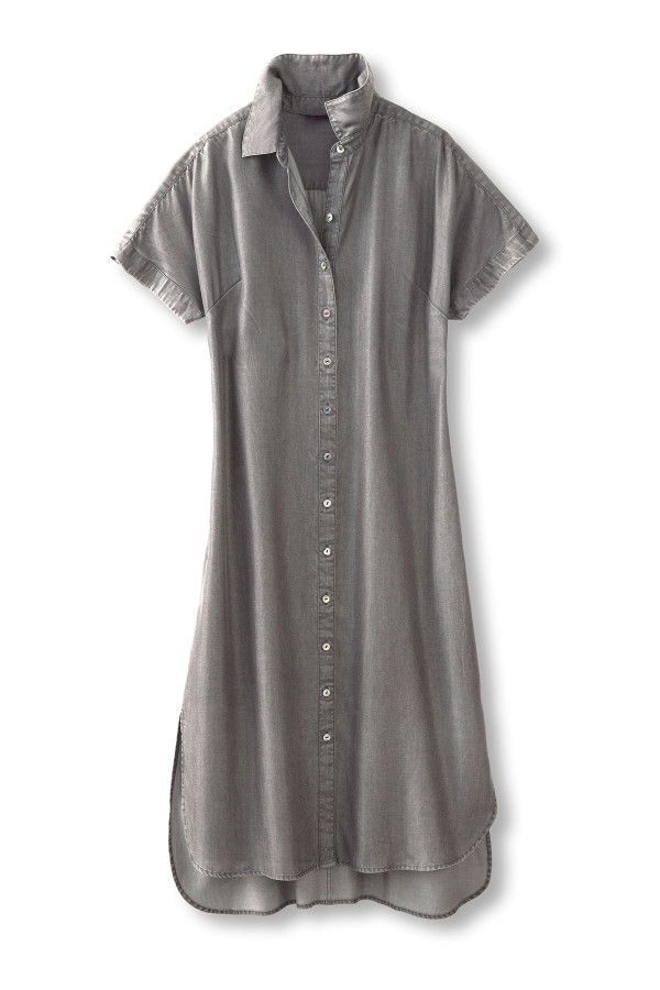 grey button up dress Grey Button Pleated Mini Dress