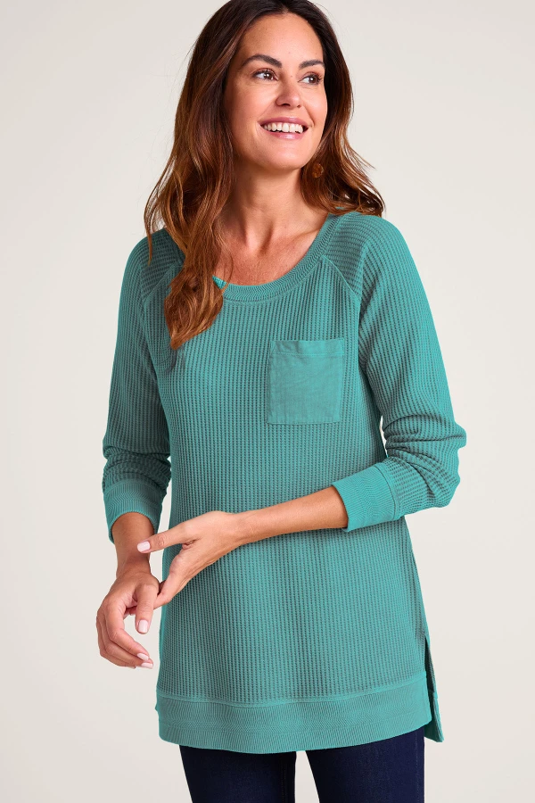 Waffle Knit LS Scoop Neck Tunic