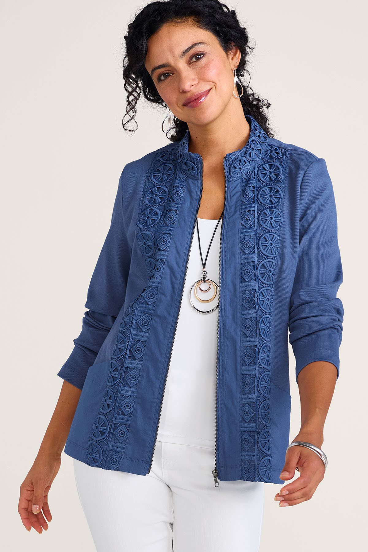 Eyelet Zip Jacket