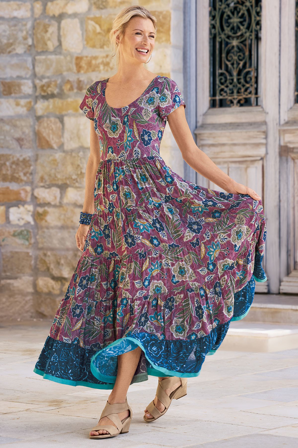 batik dress Kara Bloom SS Tiered Midi Machine wash and dry on cool/low when necessary OLAMIDE BATIK DRESS - Zephans