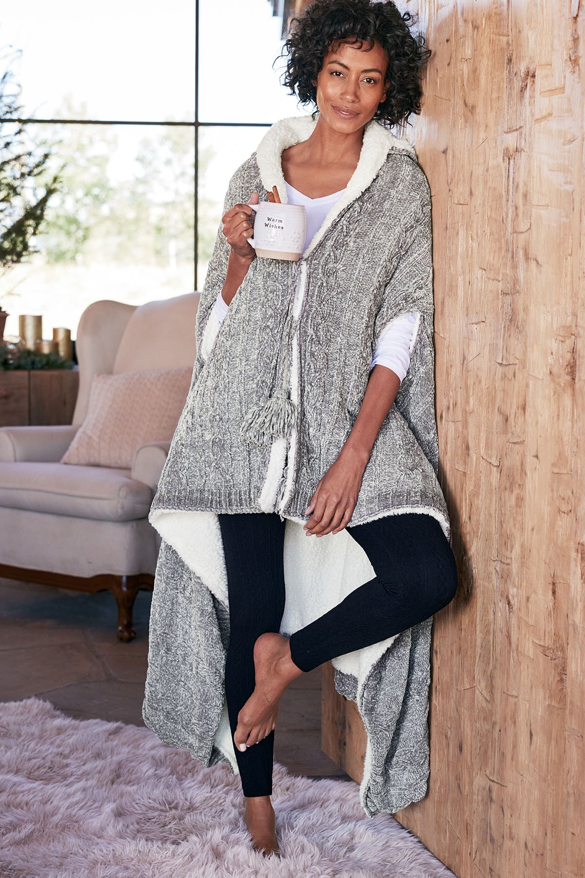 Chenille Sherpa Wearable Throw