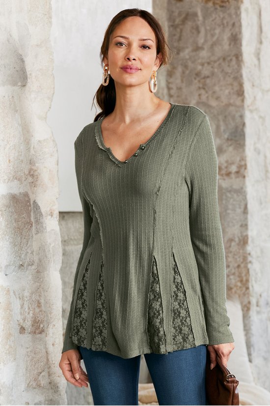 So Smitten Long Sleeve Pointelle Top
