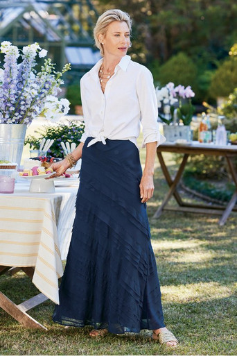 【NONCODE】Hoaen Unbal Tiered Skirt 2gt72__navy_4__80038.
