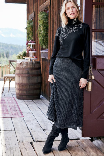 L'Appartement Knit Skirt ブラック Nisha Knit Pleated Skirt