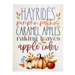 Hayrides Pumpkin Patch Caramel Apple Wood Block