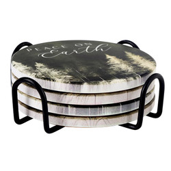 Evergreen Christmas Coaster Set - Round